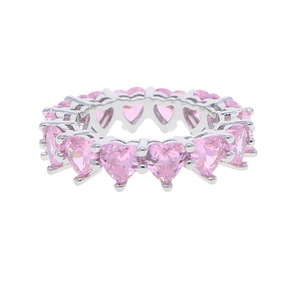 Hearts Diamond Ring - Pink